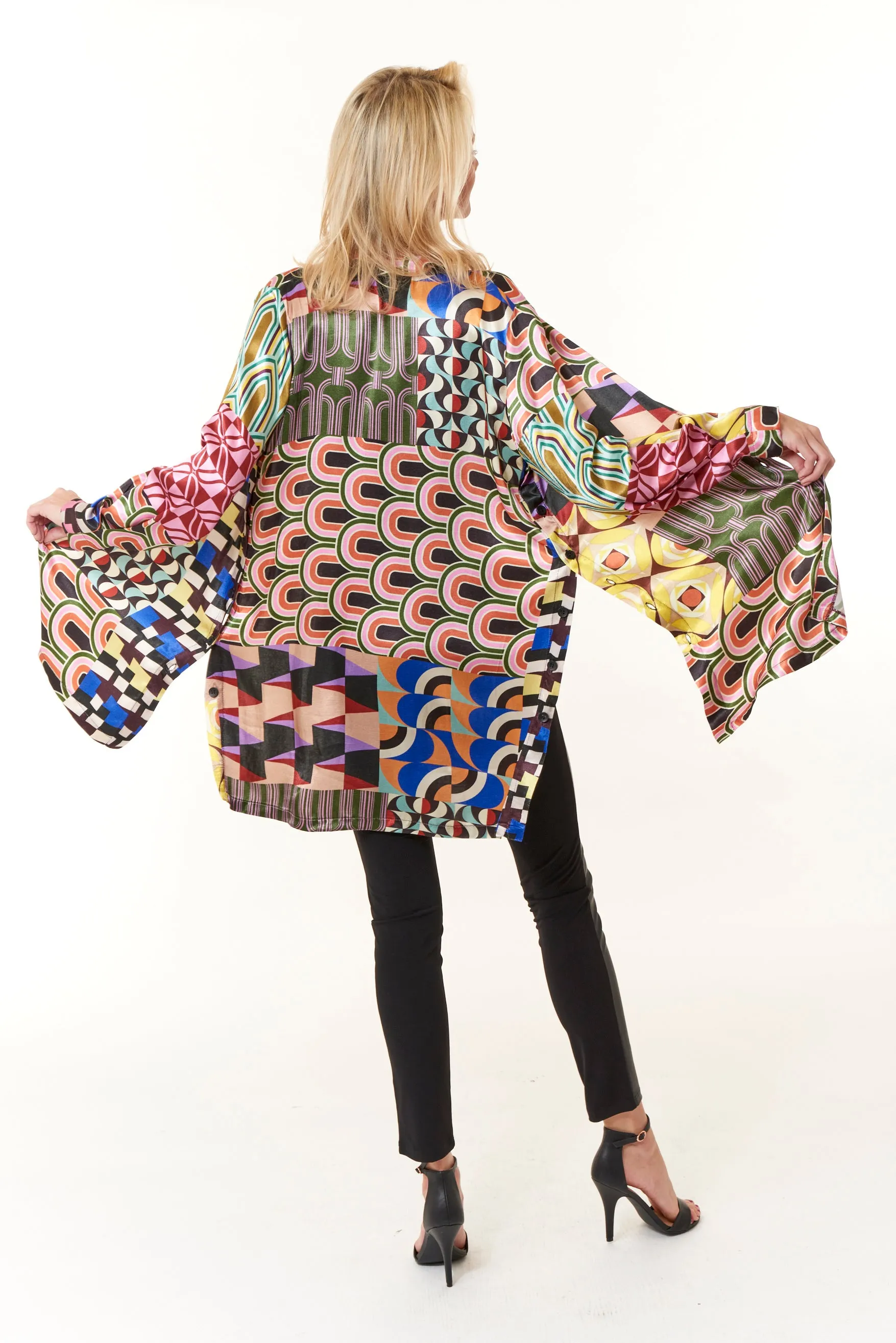 Aldo Martins, Laila Tunic Blouse in Pink Tile Print