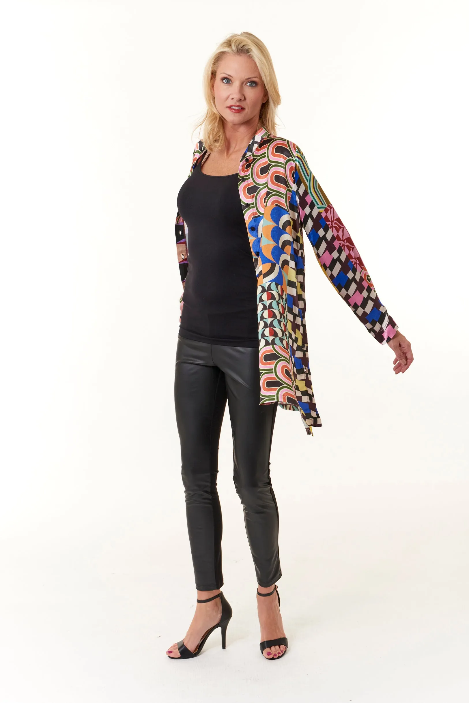 Aldo Martins, Laila Tunic Blouse in Pink Tile Print