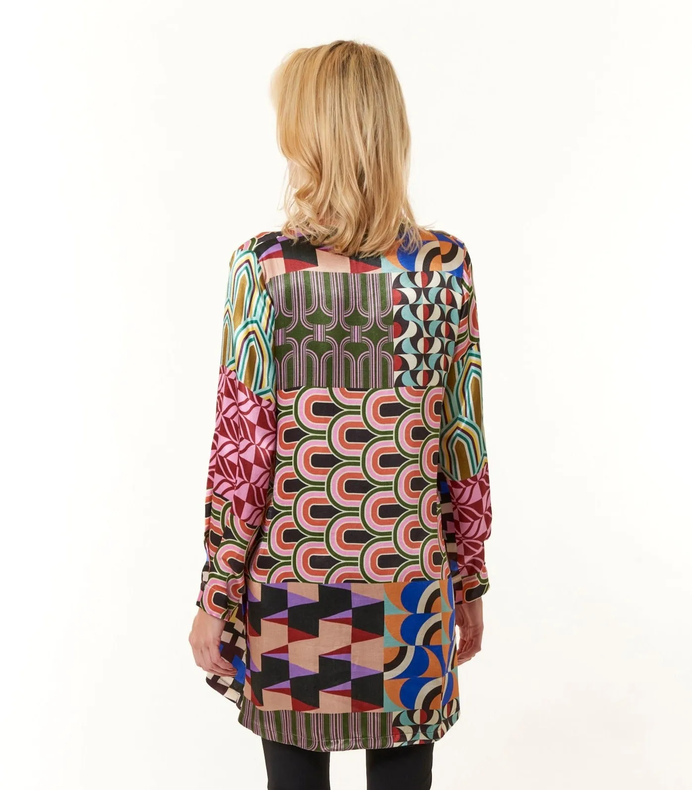 Aldo Martins, Laila Tunic Blouse in Pink Tile Print