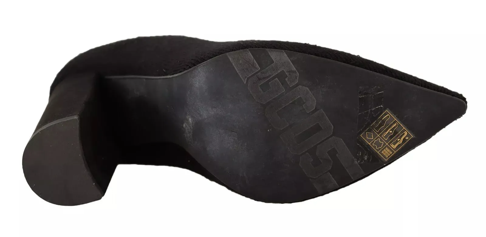 Black Suede Logo Socks Block Heel Ankle Boots Shoes