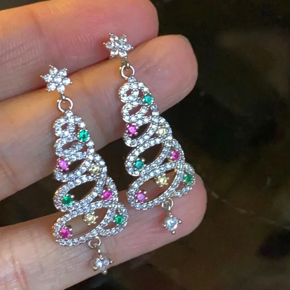 CHRISTMAS HOT SALESHINY CHRISTMAS TREE EARRINGS