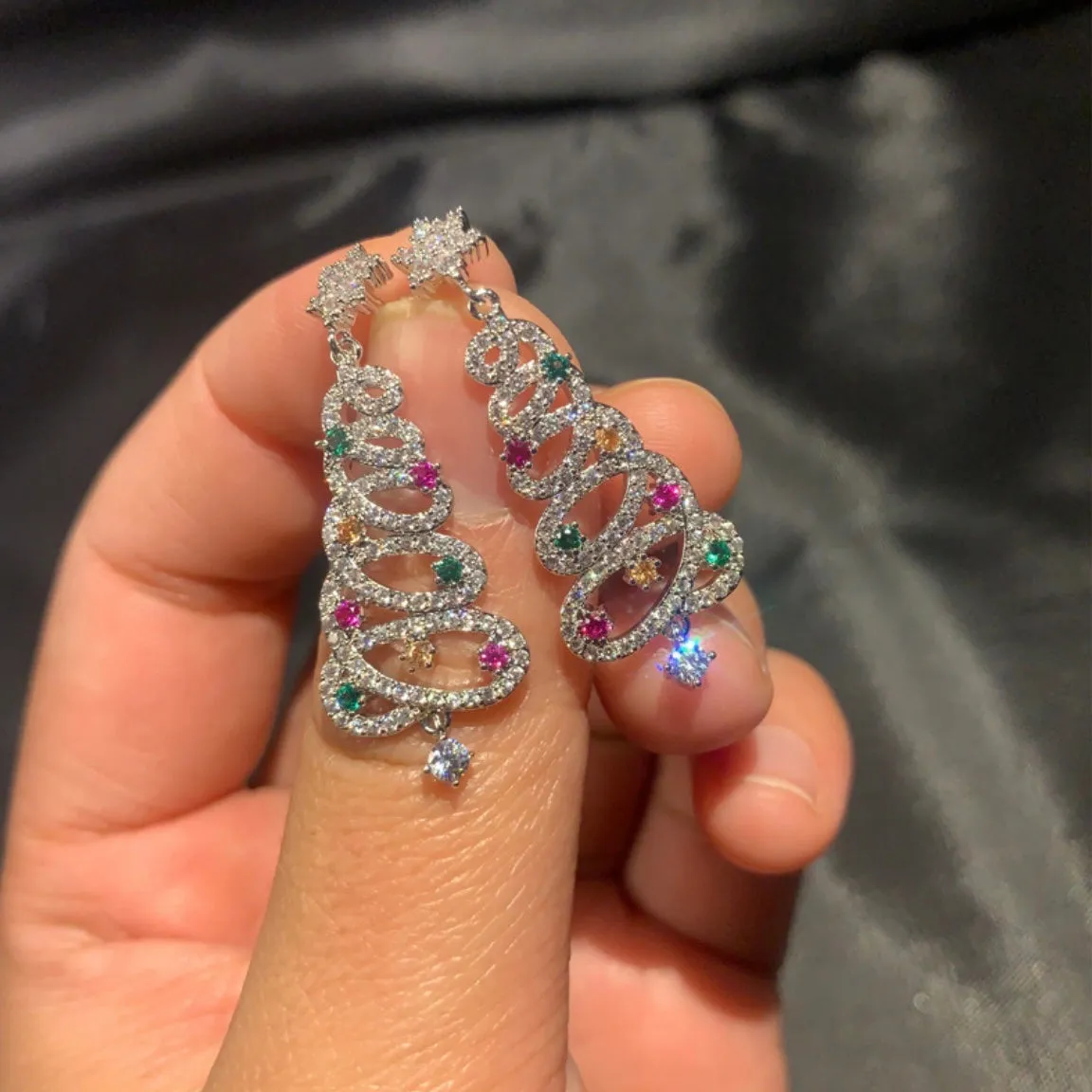 CHRISTMAS HOT SALESHINY CHRISTMAS TREE EARRINGS