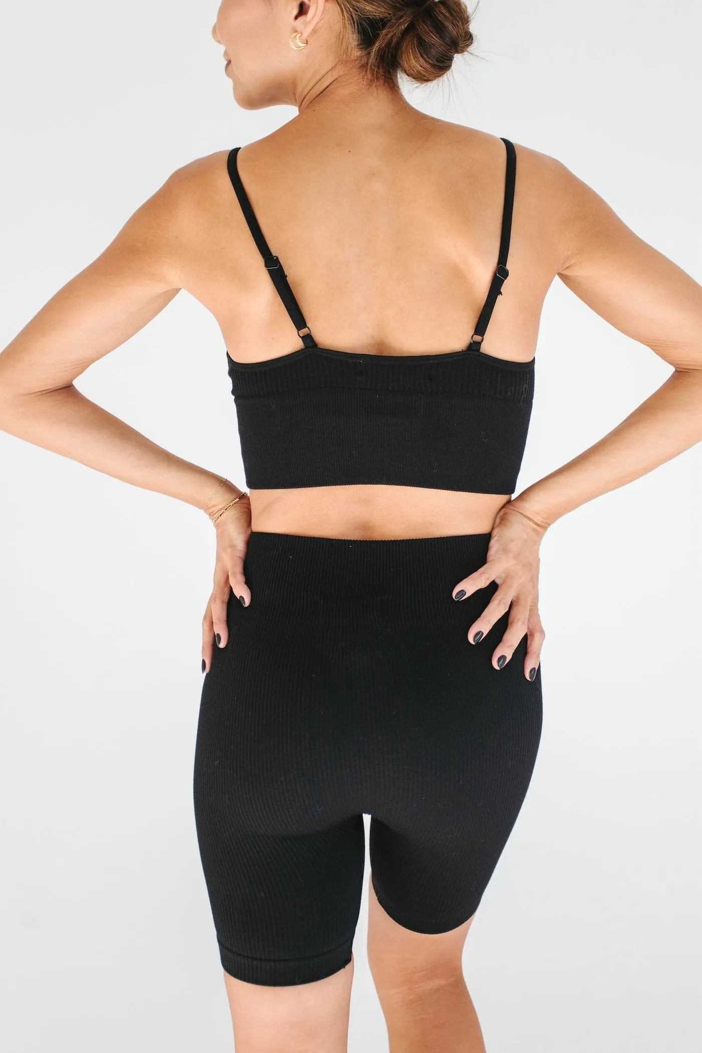 Dash Crop Top   Biker Short Set - Black