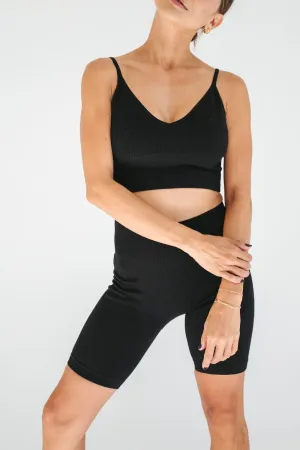 Dash Crop Top   Biker Short Set - Black