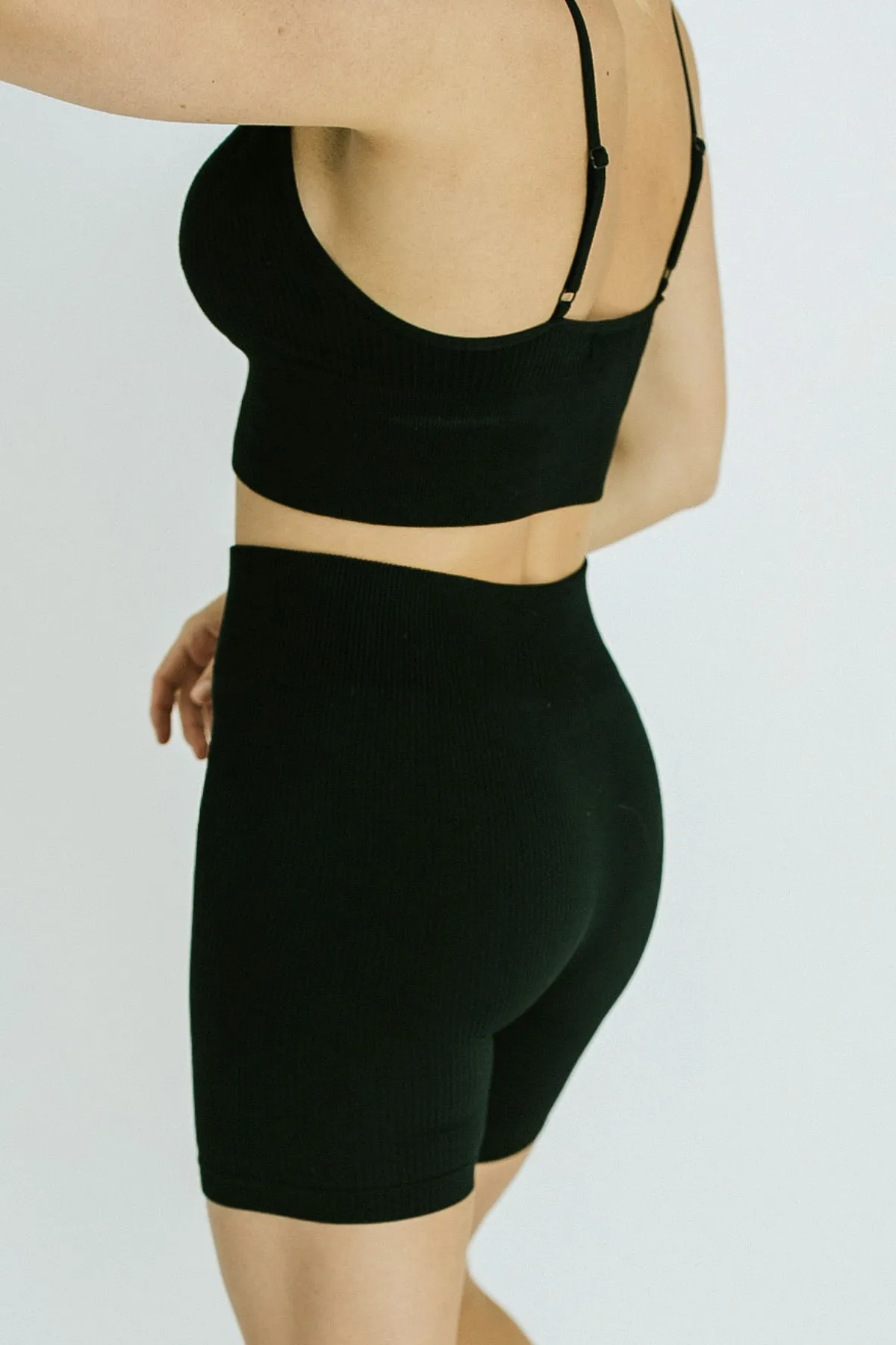 Dash Crop Top   Biker Short Set - Black