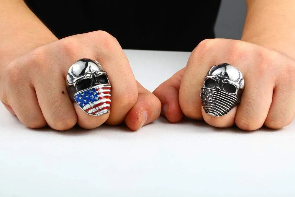 Flag Bandana Skull Ring