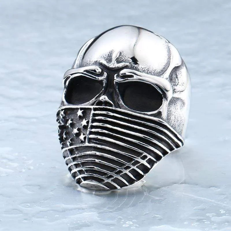 Flag Bandana Skull Ring