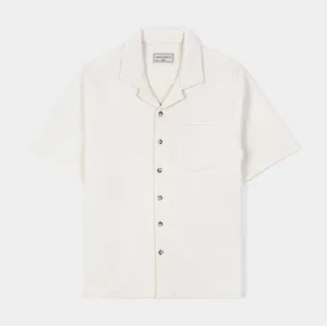 Geo Knit Mens Short Sleeve Shirt (Beige)