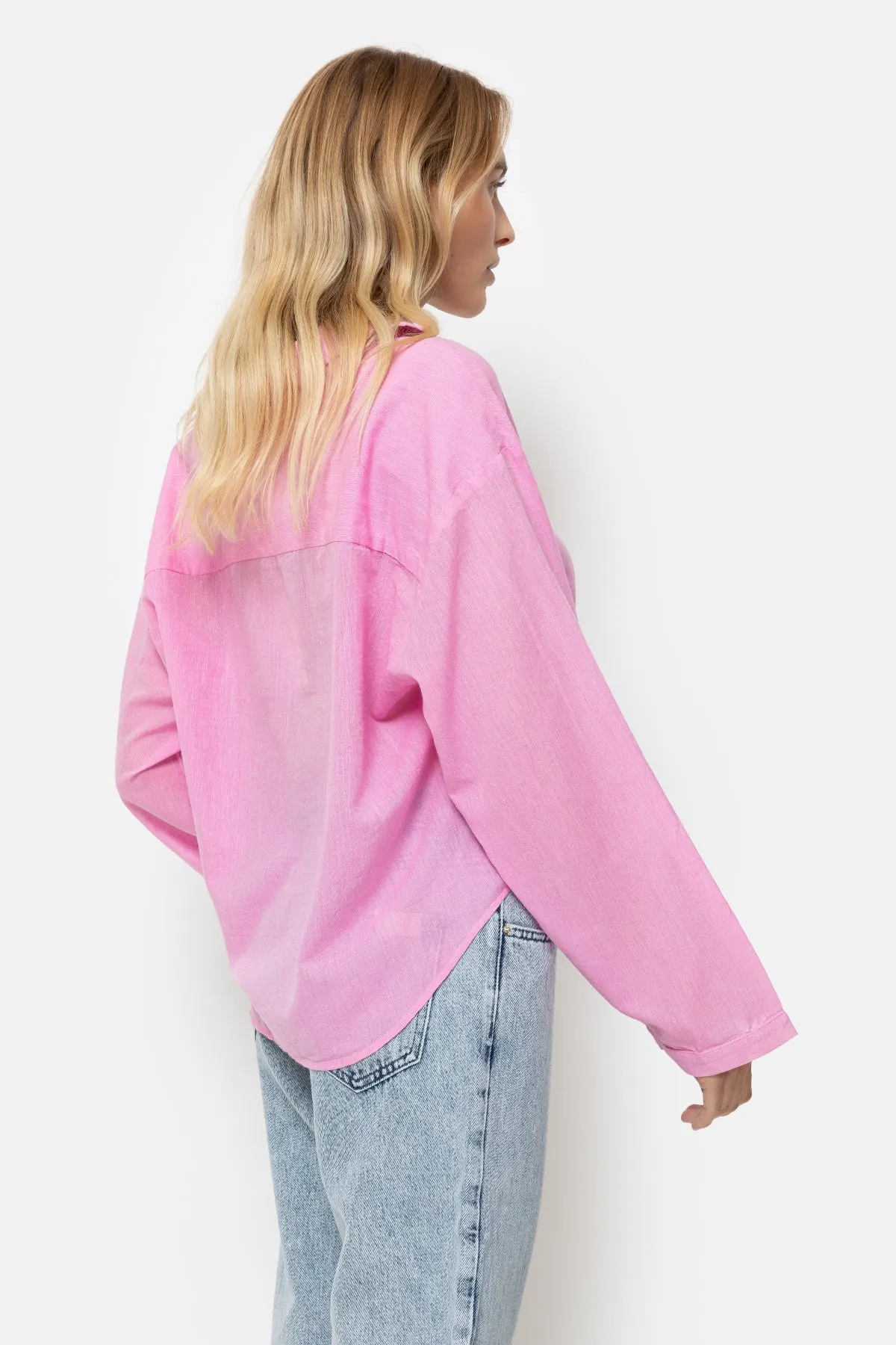 Lana Cropped Shirt | Chambray Pink