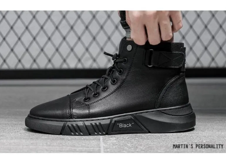 MARTINI' BLACK LEATHER BOOTS