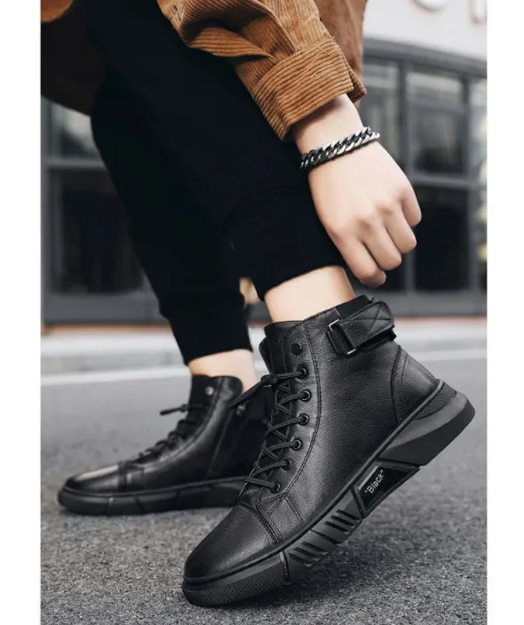 MARTINI' BLACK LEATHER BOOTS