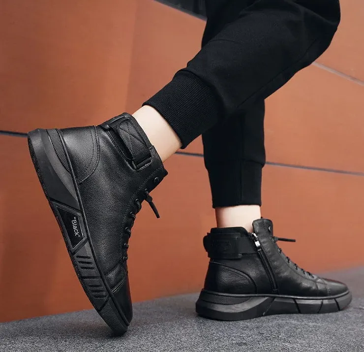 MARTINI' BLACK LEATHER BOOTS
