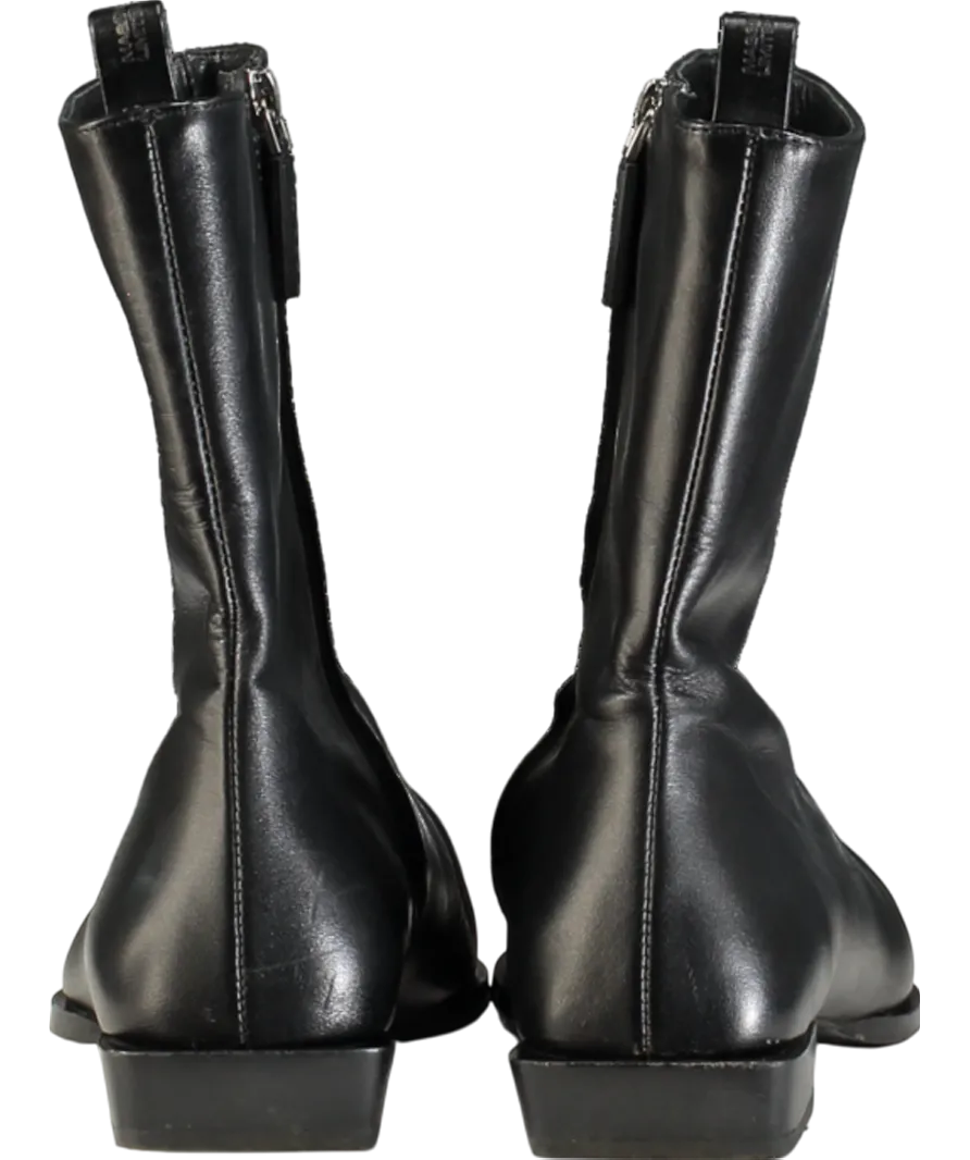 Massimo Dutti Black Leather Heeled Ankle Boots UK 7 EU 40 