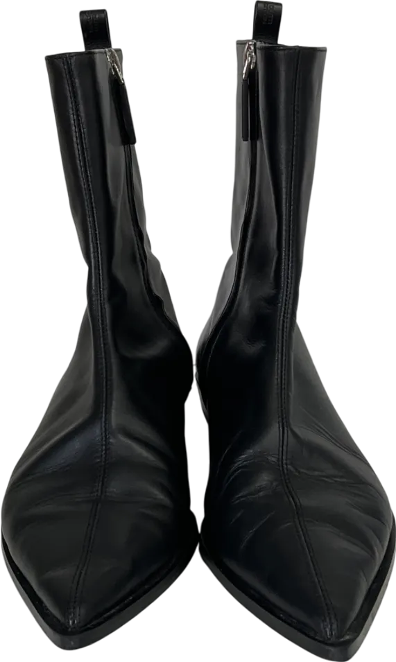 Massimo Dutti Black Leather Heeled Ankle Boots UK 7 EU 40 
