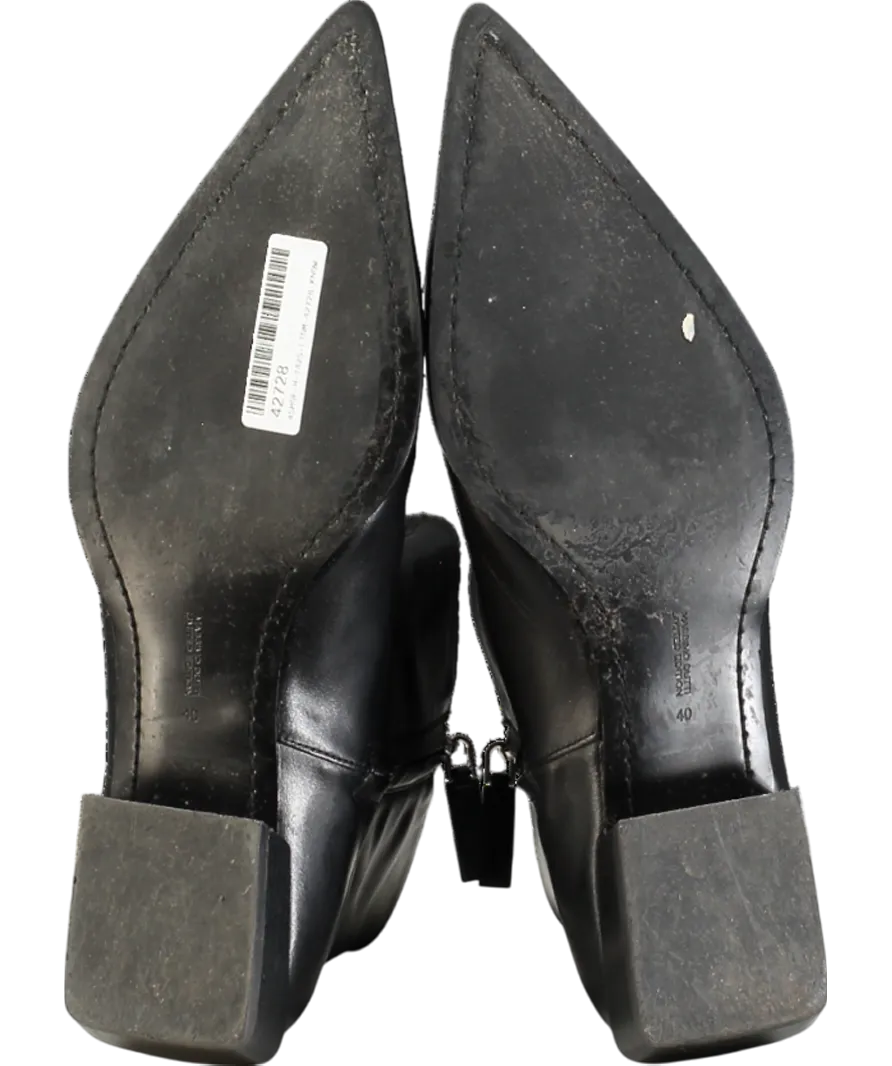 Massimo Dutti Black Leather Heeled Ankle Boots UK 7 EU 40 