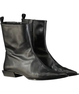 Massimo Dutti Black Leather Heeled Ankle Boots UK 7 EU 40 
