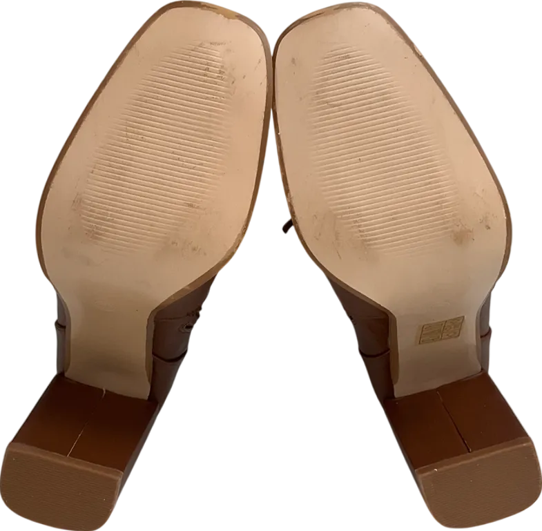 PrettyLittleThing Brown Round Toe Ruched Over The Knee Block Heeled Boots UK 7 EU 40 