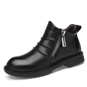 West Louis Genuine Leather Autumn  Motorcycle Zipper Boots