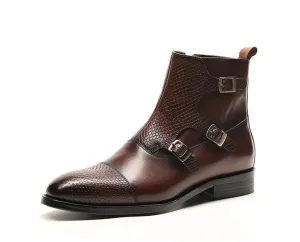 West Louis Grain Leather Boots With Buckles