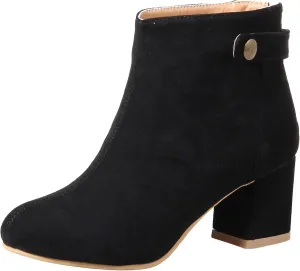 Womens Block Heels Suede Ankle Boots Classic